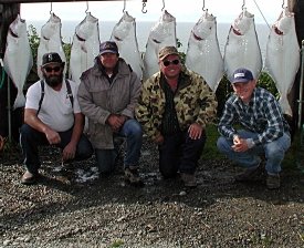 If you're after the best eating Alaska halibut these 25-50 lb. halibut are what you want.  Randy Aden and this groups smile tell it all!